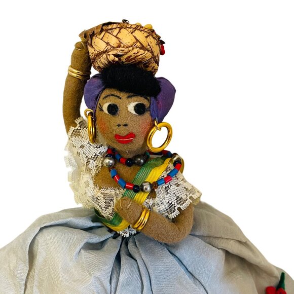 Vintage Handmade Cloth 2 Dolls In One Reversible Dress 9" Collectible Decor Toy - Picture 16 of 16